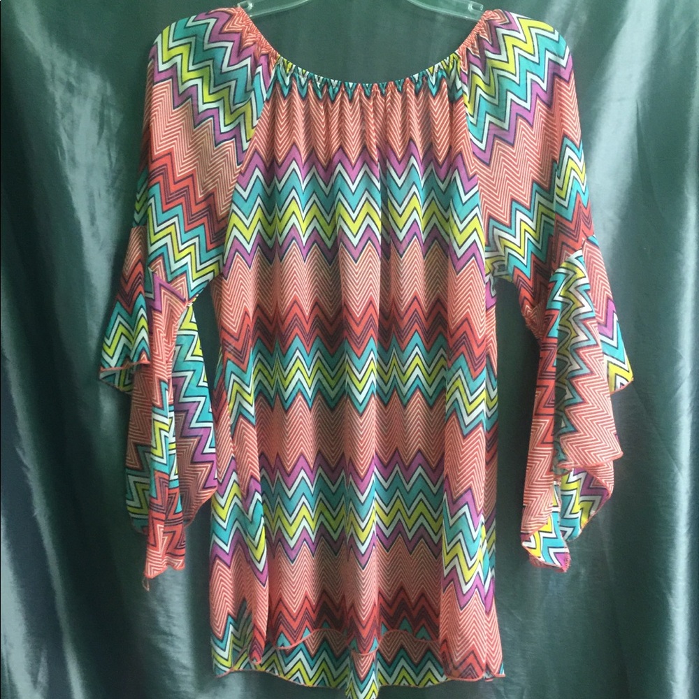 🧵 ✂️ 🧡Chevron💜pastel sheer blouse